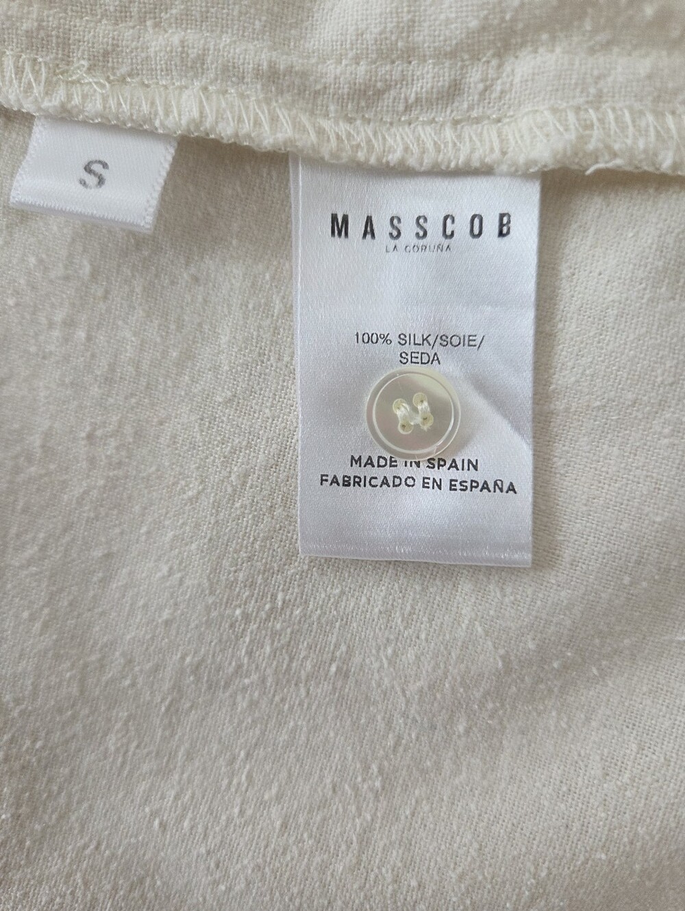 MASSCOB Cream Ruffle Button-Front Blouse - Picture 3 of 5